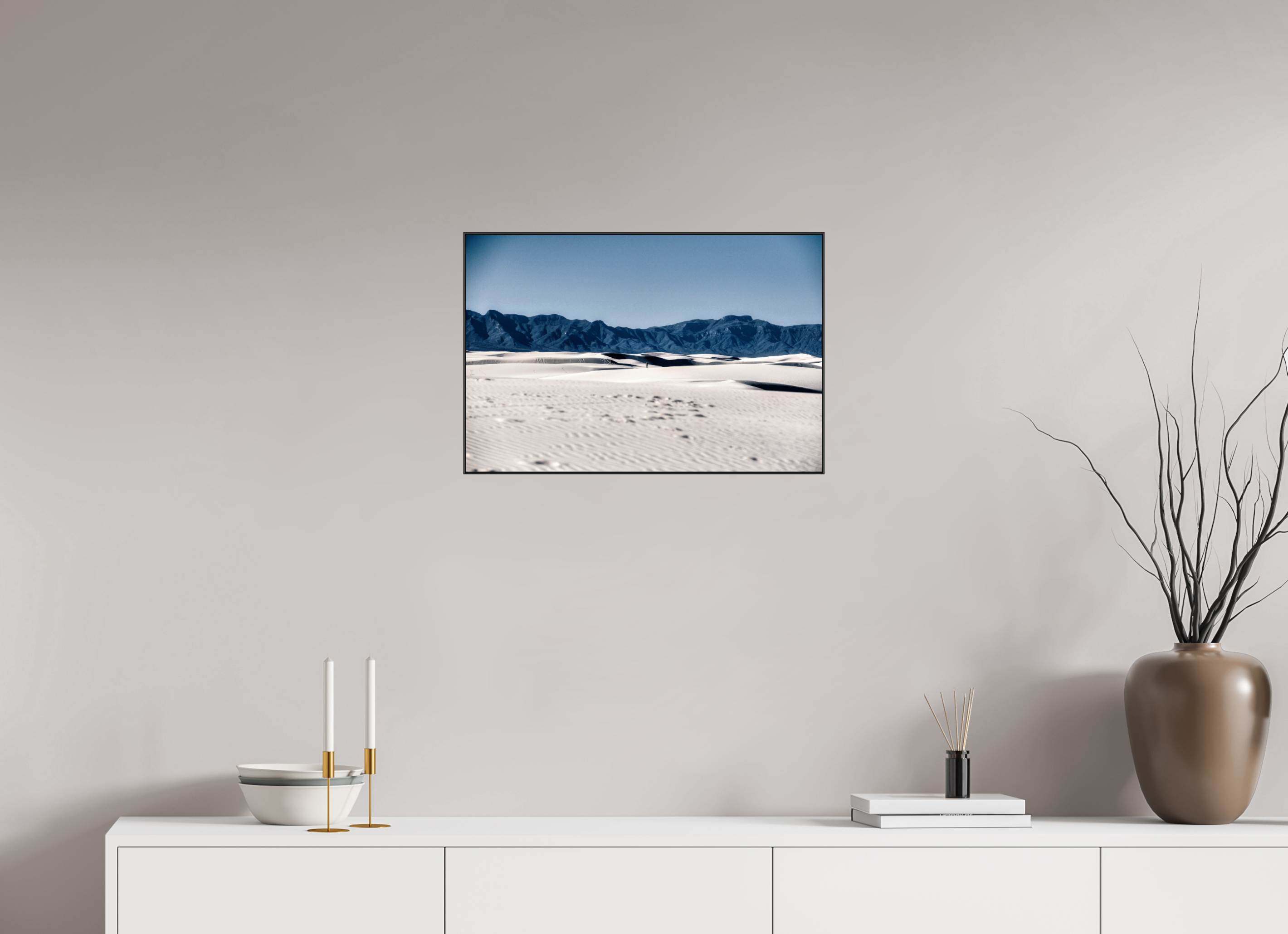24 x 16″, Photo Print Aluminum (Black) Wandering White Sands