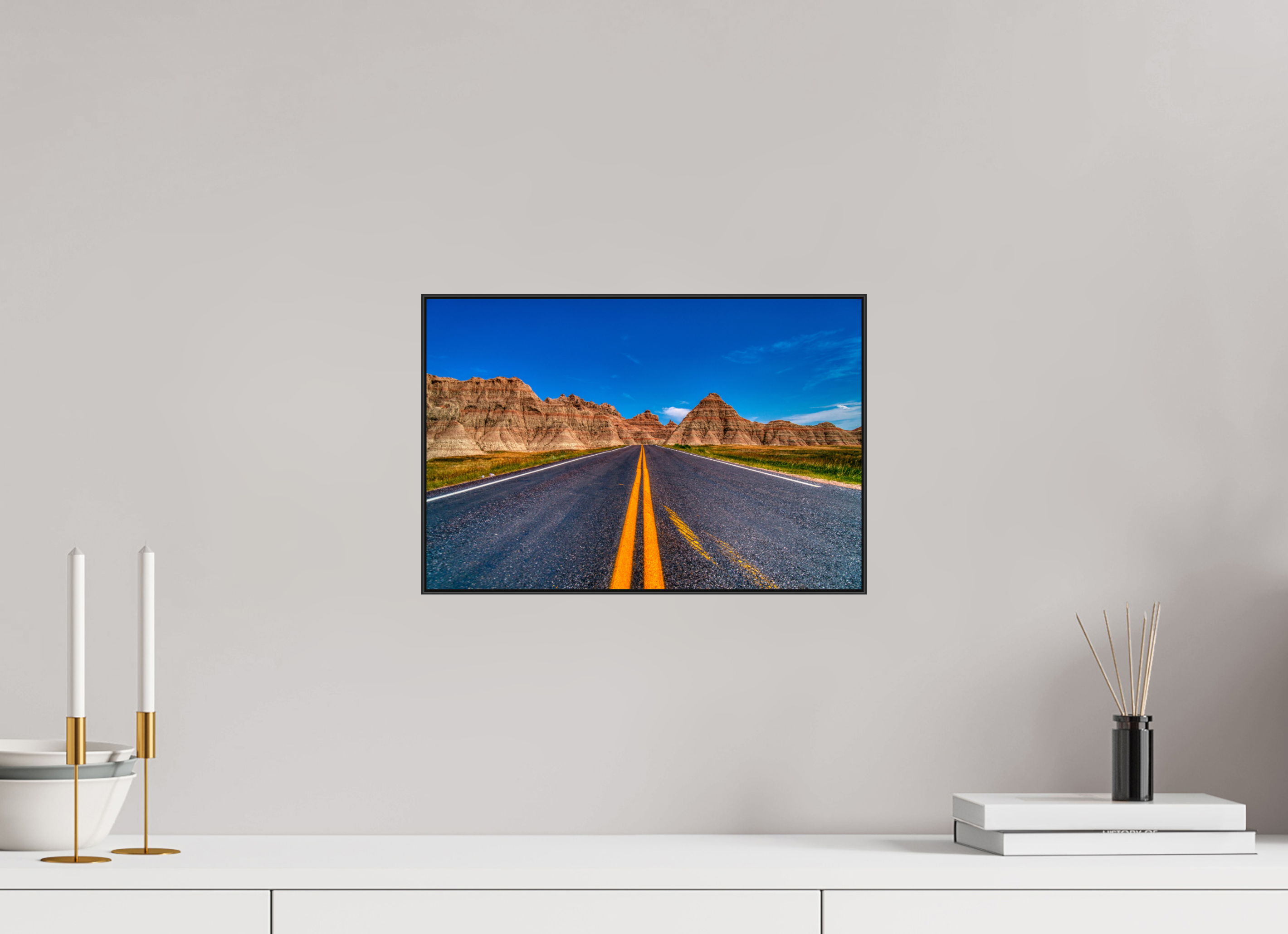 15 x 10″, Photo Print Aluminum (Black) A Drive Through Badlands