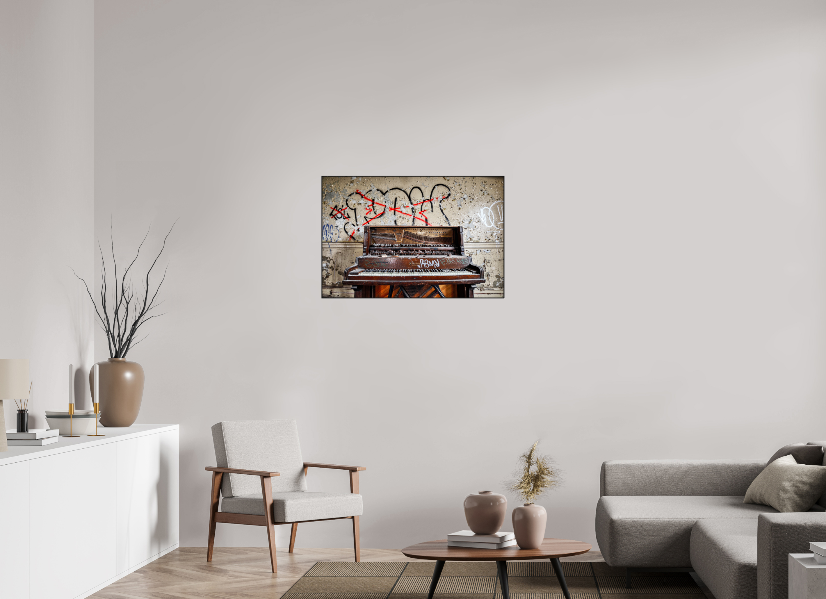 36 x 24″, Photo Print Aluminum (Black) Abandoned Piano